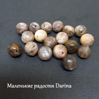 Бусина Лунный камень Адуляр серо-бежевый граненый шар 10 мм
