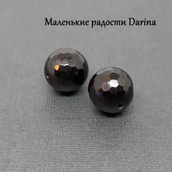 Бусина Халцедон черный (черный агат, черный оникс) граненый шар 18,5 мм