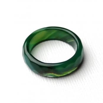 Кольцо Агат зеленый граненый 17 размер