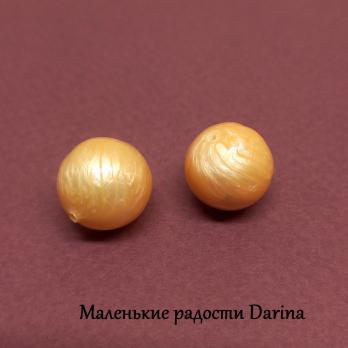 Бусина Жемчуг Майорика абрикосовый гладкий шар 14 мм 2 шт.