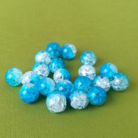 Бусина Ледяной (сахарный) кварц сине-белый гладкий шар 10 мм 20 шт.