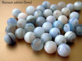 Бусина Агат голубой темный граненый шар 8 мм