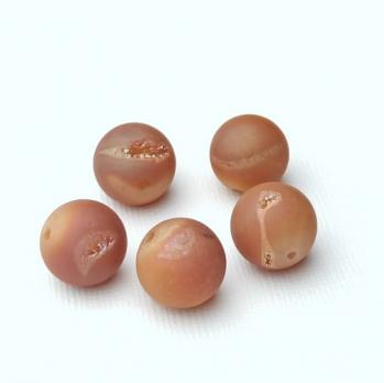 Бусина Халцедон "Агат с друзой" коричневый перламутрово-оранжевый матовый шар 14,3 мм