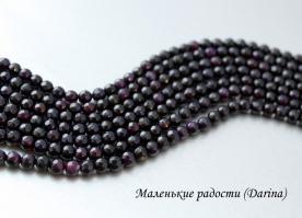 Бусина Халцедон фиолетово-черный глубокий граненый шар 4 мм
