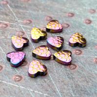 Бусина Гематит золотисто-розовый сердце с узором 10х3 мм