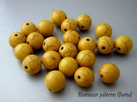 Бусина "Говлит" желтый гладкий шар 11,3 мм