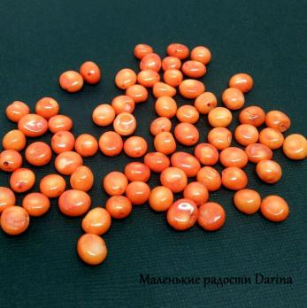 Бусина Коралл пылкий красно-оранжевый неправильная форма 10-4+- мм