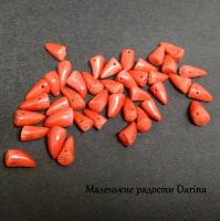 Бусина Коралл томатно-красный клык 10х6+- мм