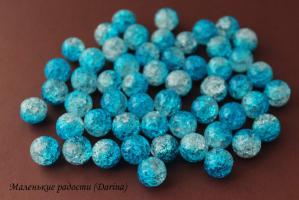 Бусина Ледяной (сахарный) кварц сине-белый гладкий шар 10 мм